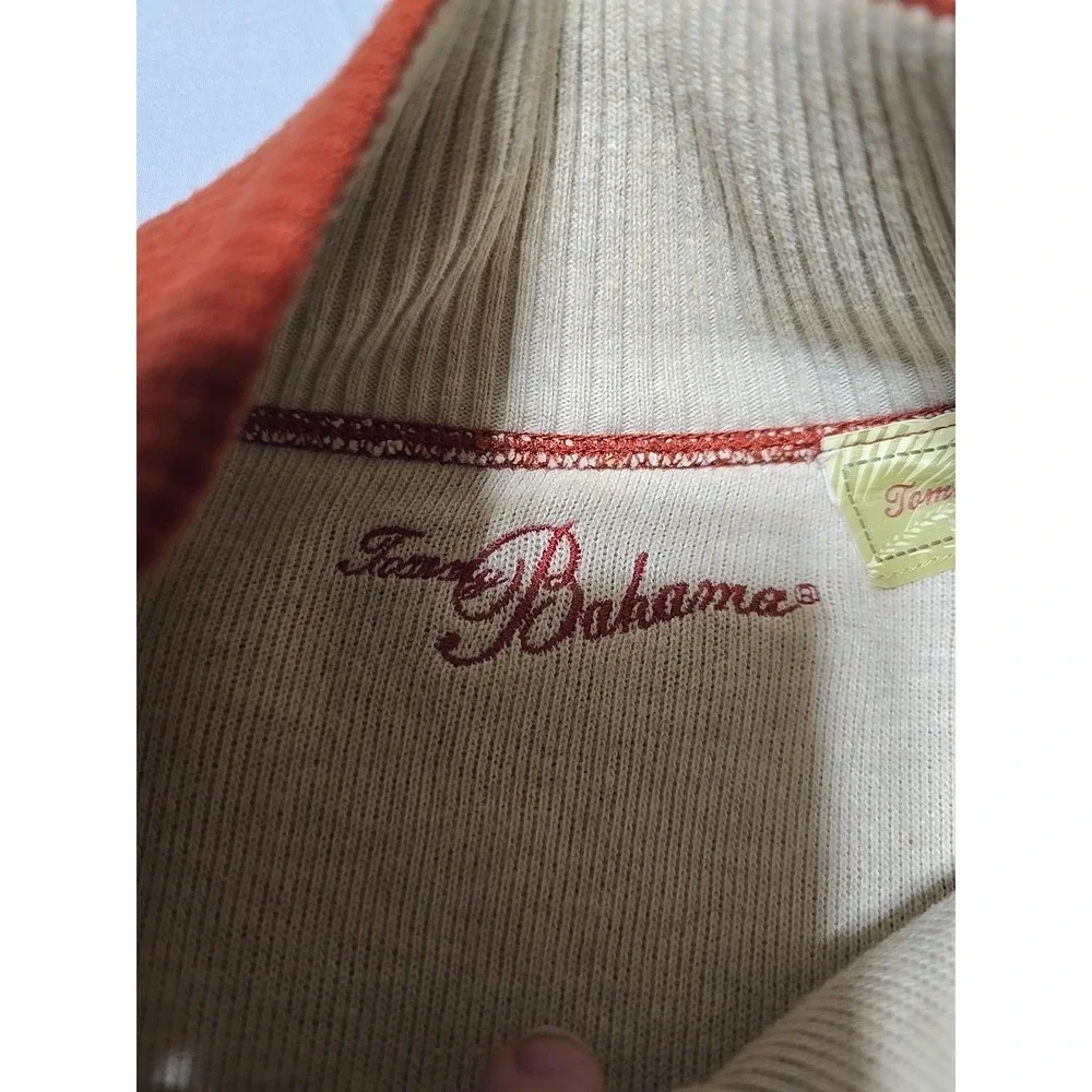 Tommy Bahama Sweater Mens XL 1/4 Zip Pullover Burnt Orange Preppy Long‎ Sleeve